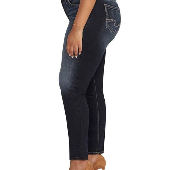 Silver Jeans Women's Plus Size Suki Mid-Rise Straight Leg Jeans Indigo 24W/33 - Picture 2 of 6